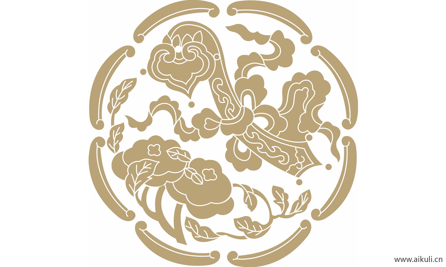 圆形图案中式传统吉祥纹样EPS-E矢量图