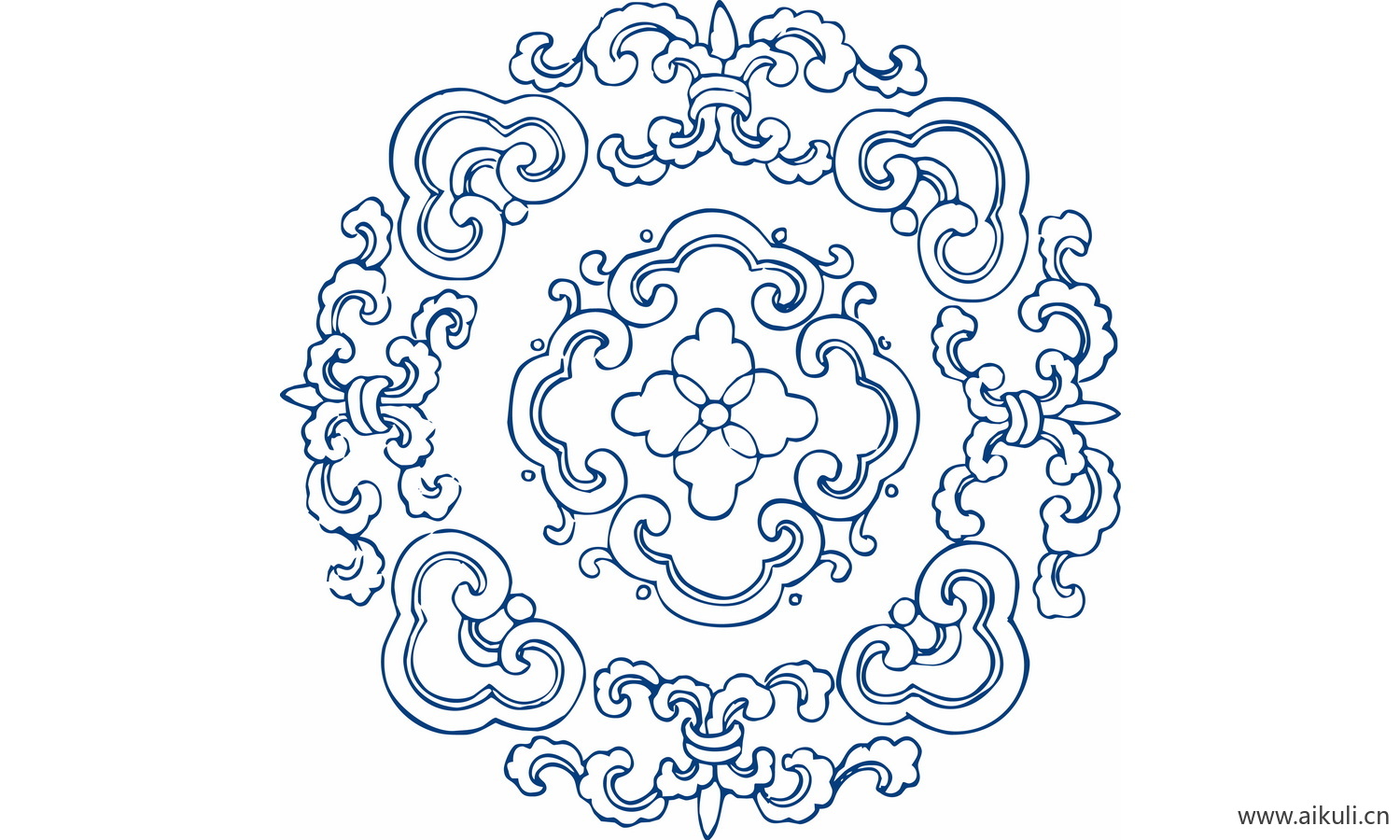 圆形青花瓷图案PNG-G图形图案