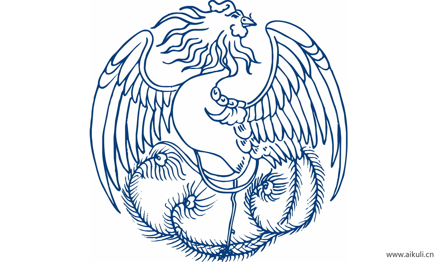 青花瓷龙凤图案PNG-P图形图案