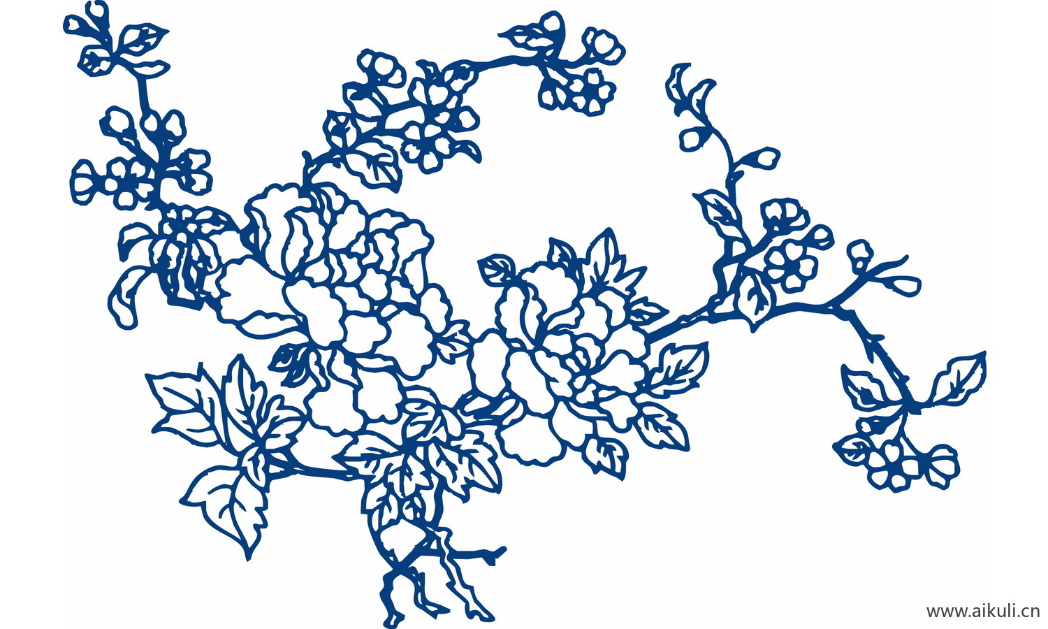 青花瓷植物图案PNG-F图形图案