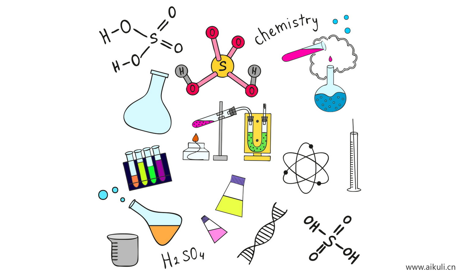化学实验卡通人物化学实验设备器材化学插画PNG