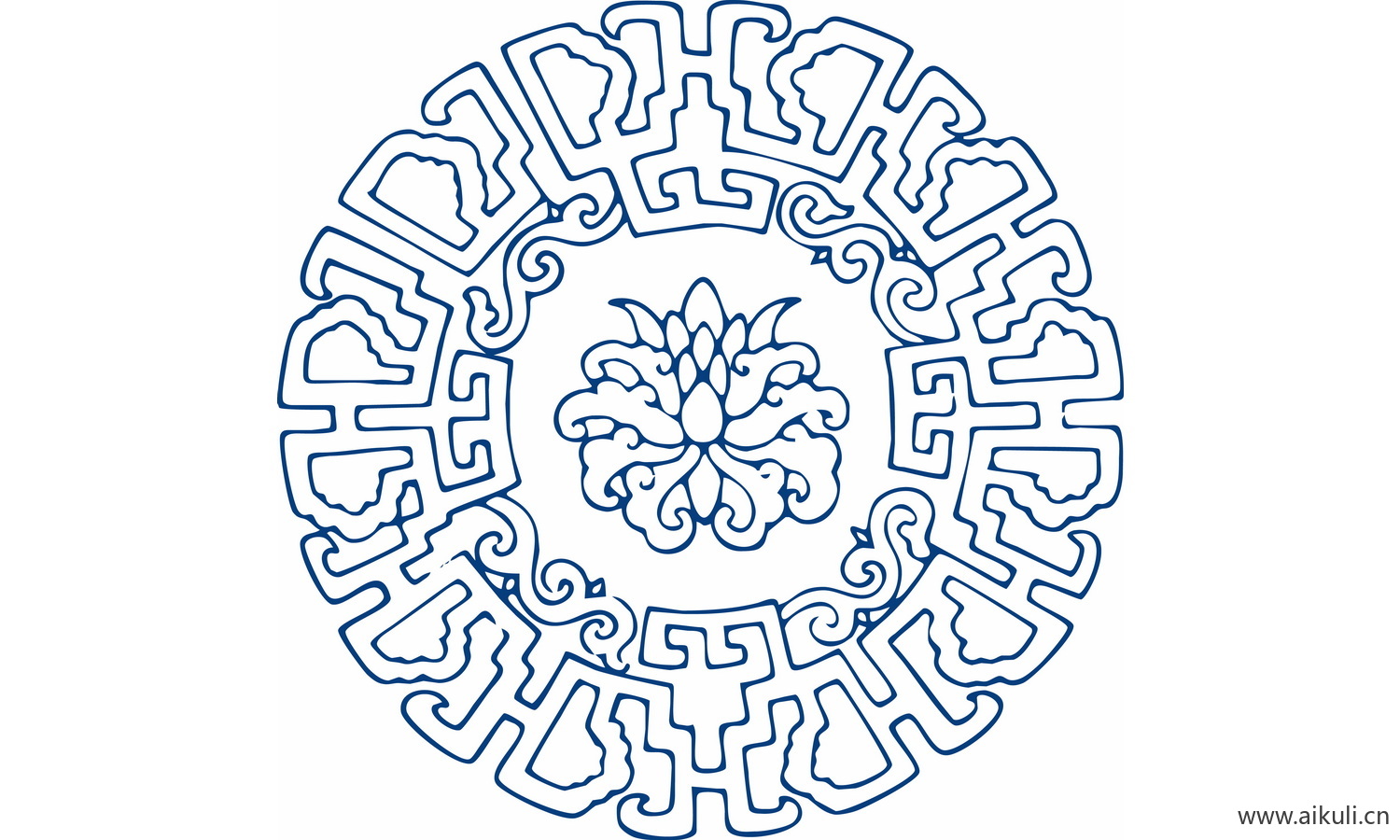 圆形青花瓷图案PNG-BN图形图案