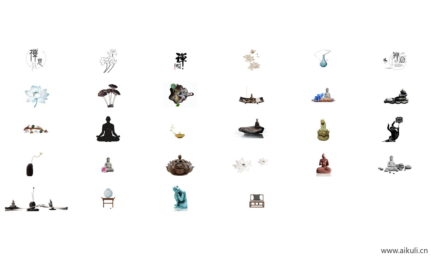 中国风禅意禅修禅茶坐禅禅文化元素禅艺术字PNG免抠素材