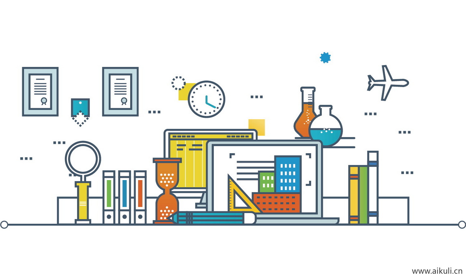 科学化学实验卡通人物化学实验设备插画PNG免扣