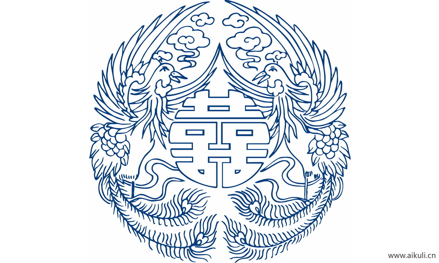 圆形青花瓷图案PNG-B图形图案