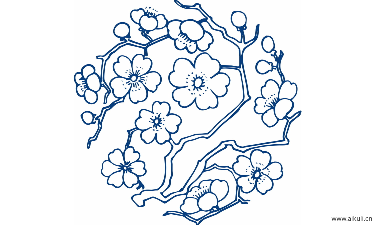 青花瓷植物图案PNG-R图形图案