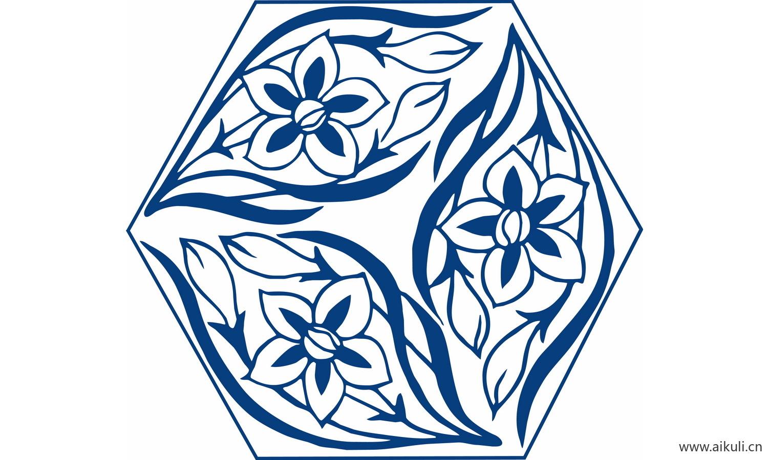 青花瓷植物图案PNG-M图形图案