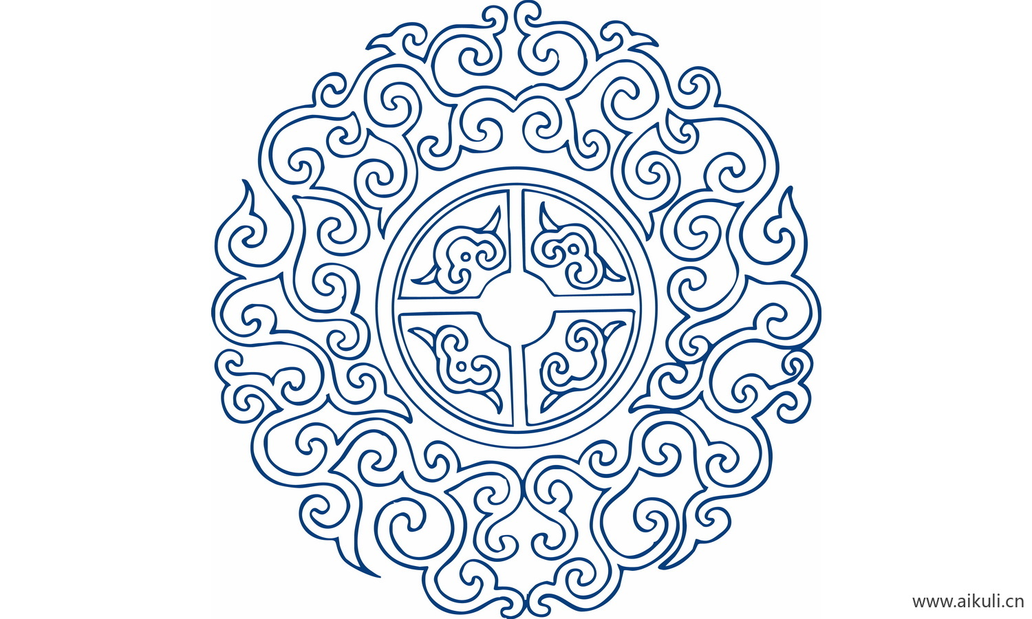 圆形青花瓷图案PNG-Z图形图案