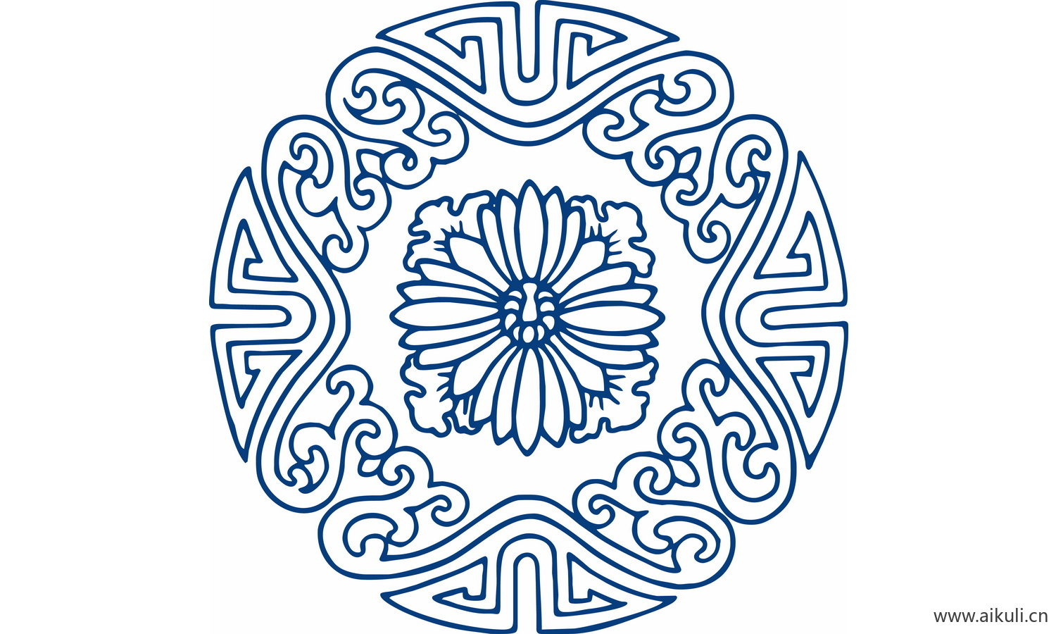 圆形青花瓷图案PNG-BA图形图案