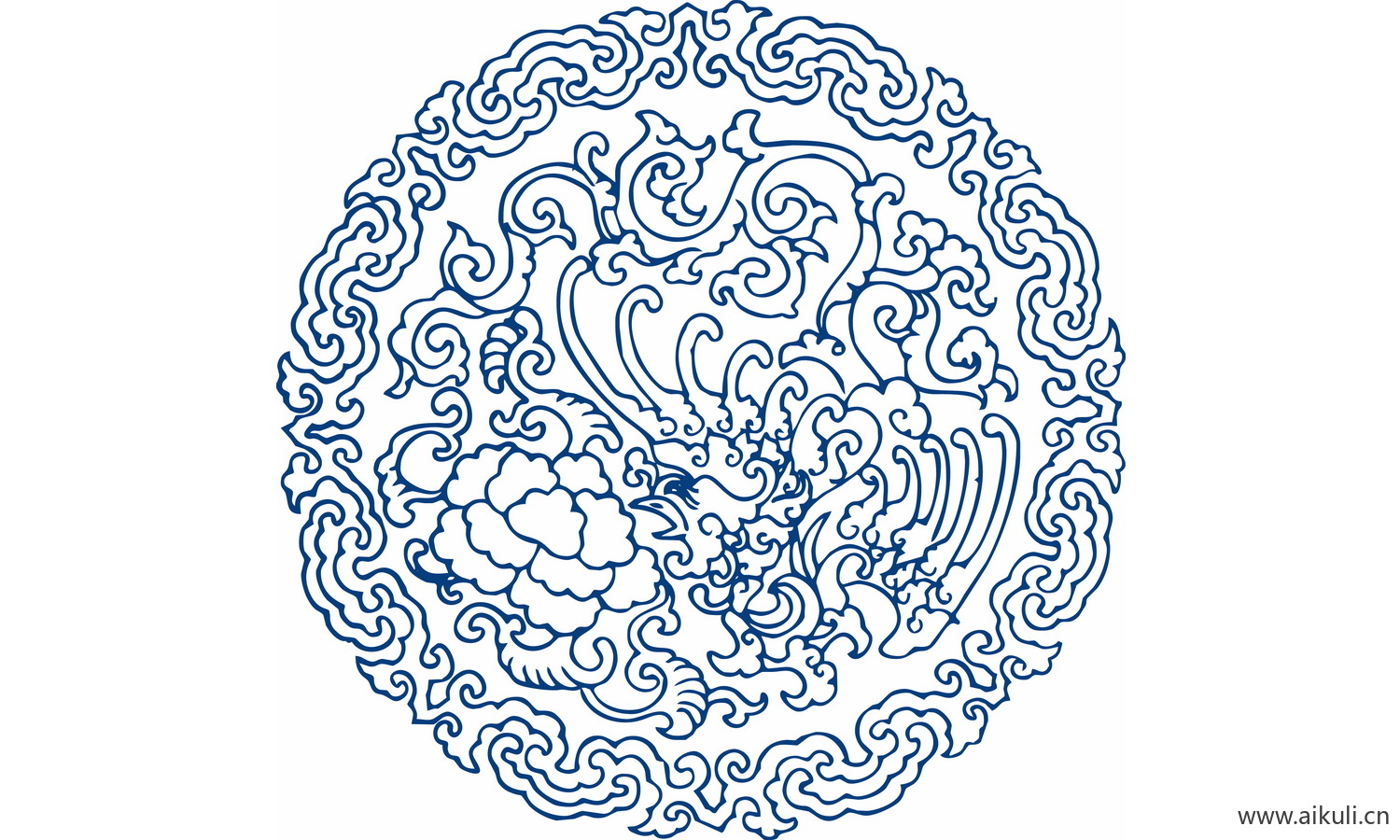 圆形青花瓷图案PNG-BO图形图案