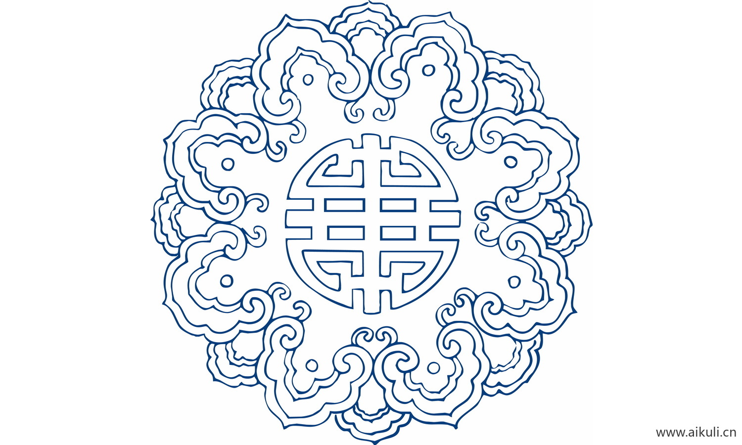 圆形青花瓷图案PNG-BG图形图案