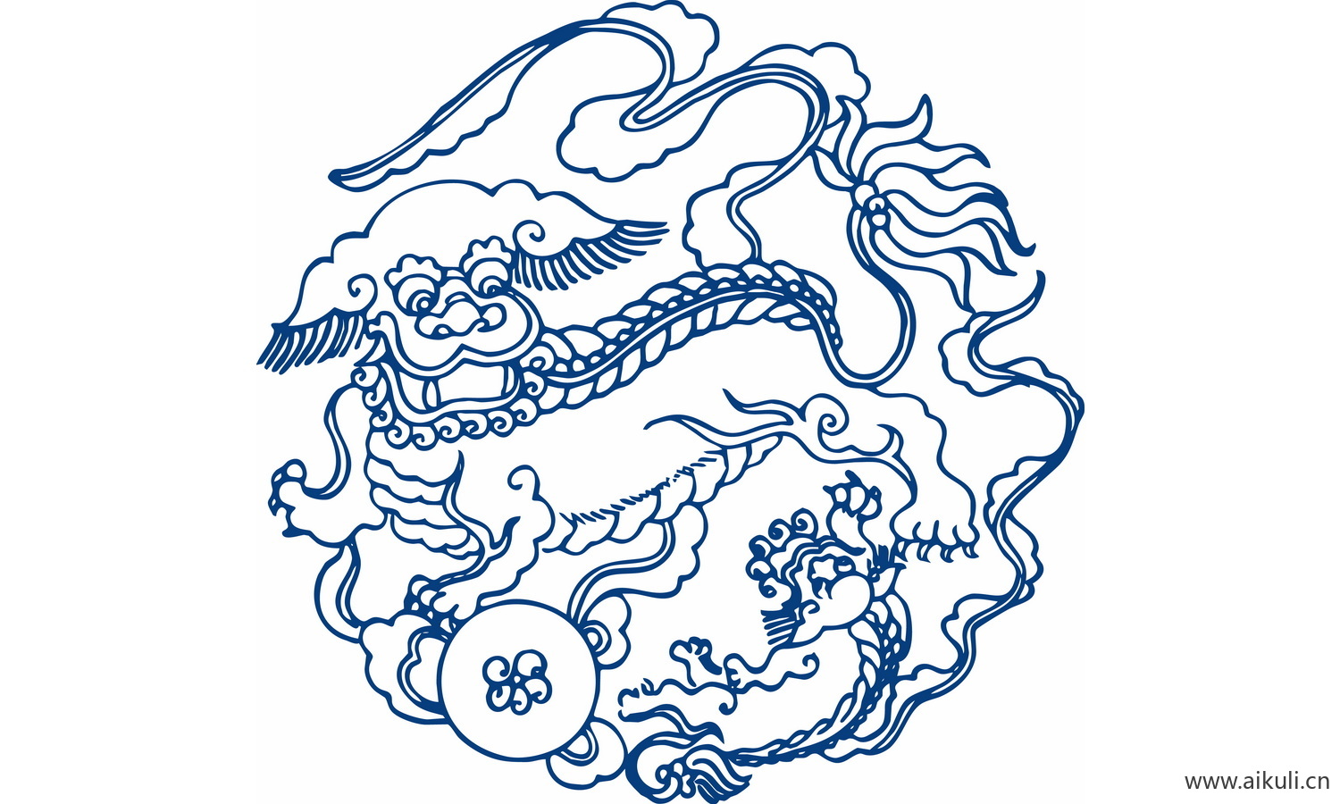 圆形青花瓷图案PNG-CF图形图案