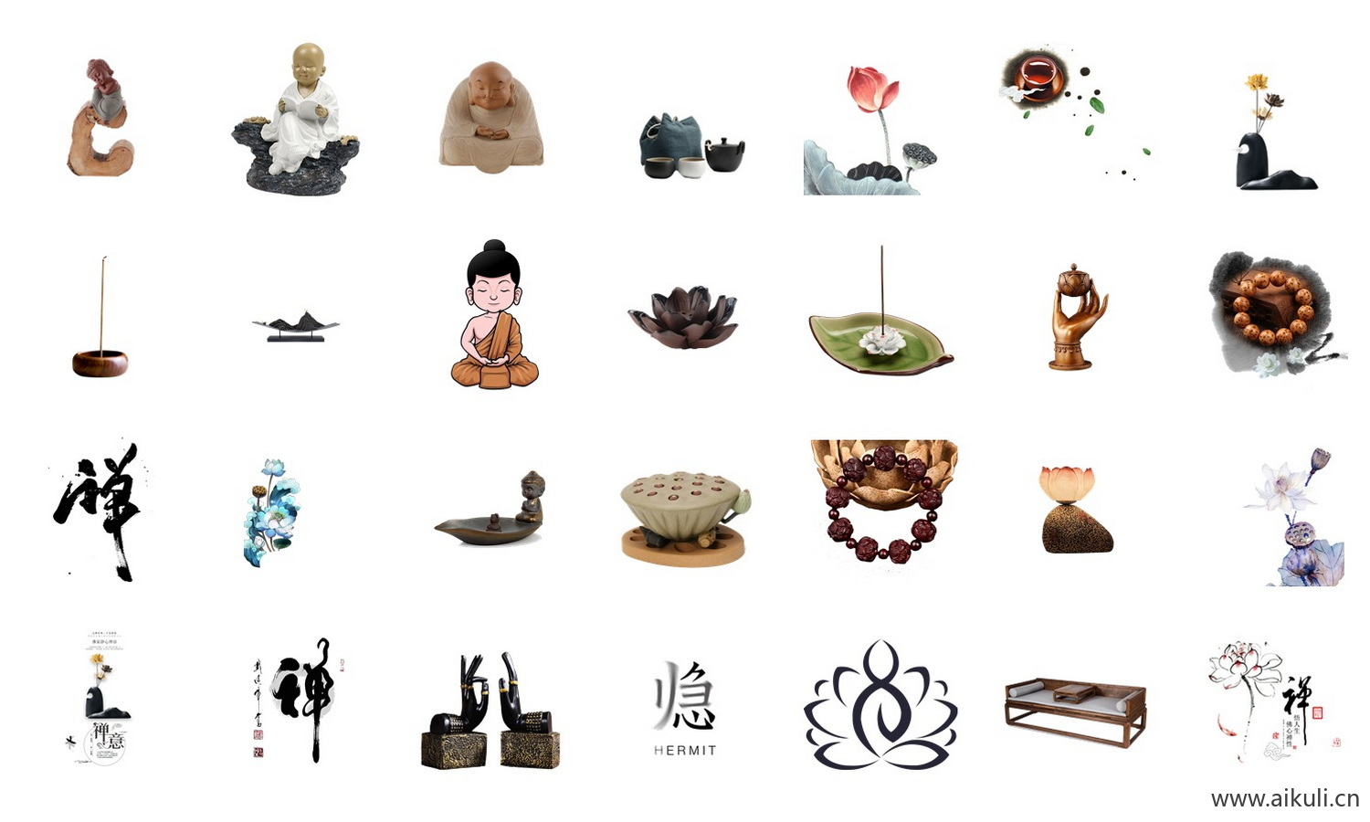 中国风禅意禅修禅茶坐禅禅文化元素禅艺术字PNG免抠