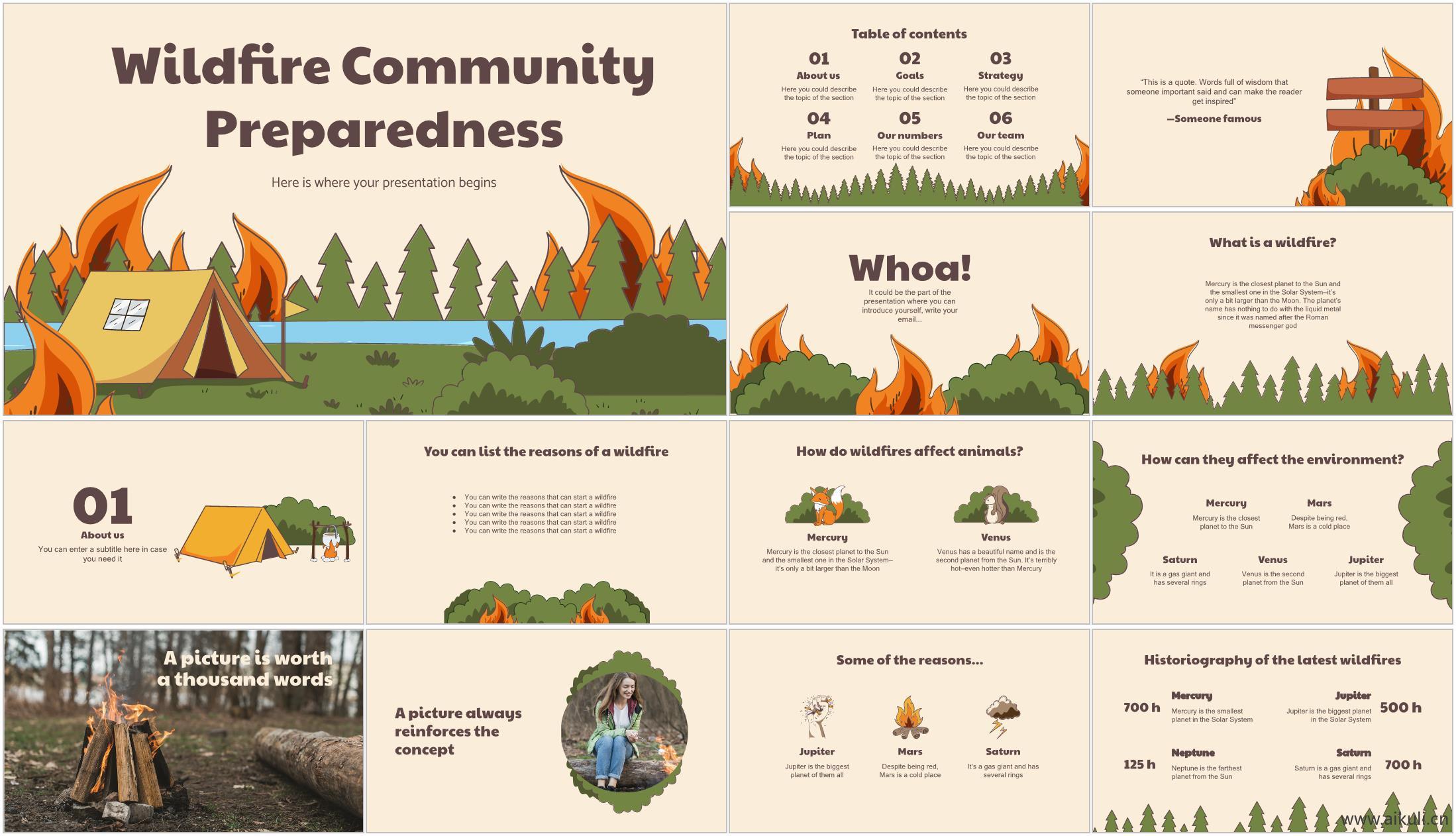 卡通插画风现代自然户外露营