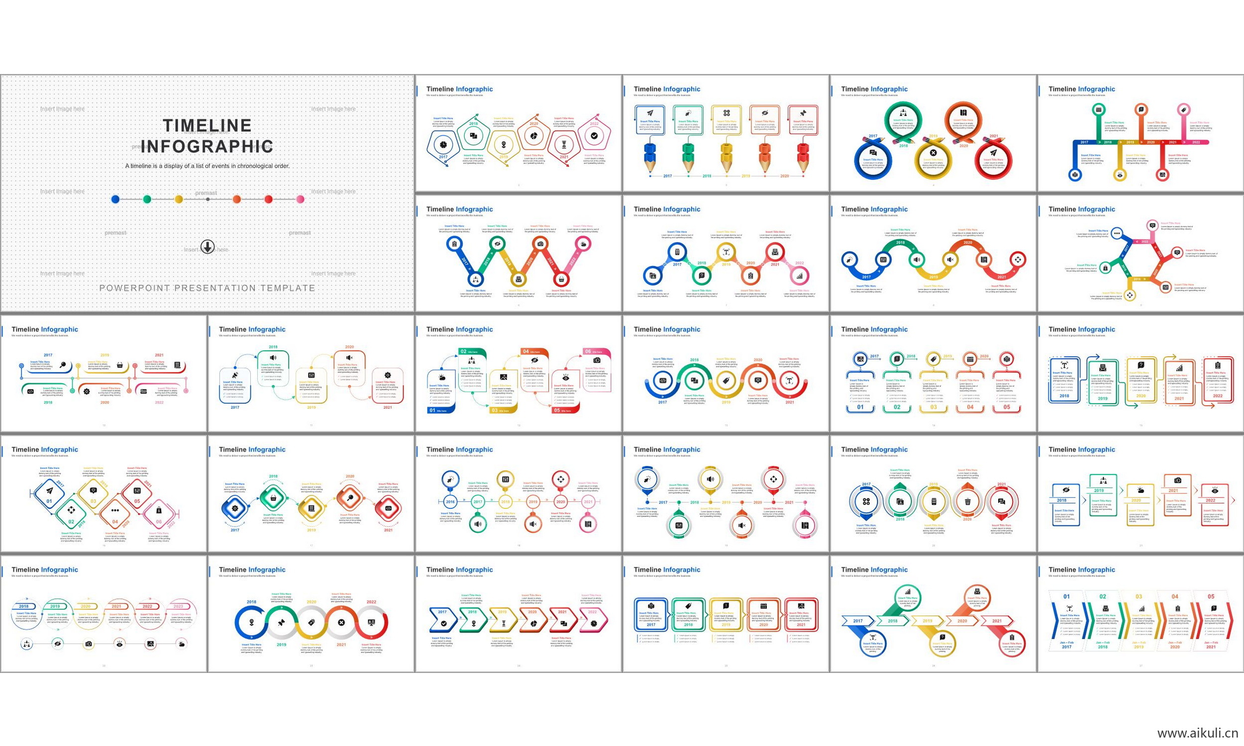时间轴 箭头道路事件历程图形数据可视化信息图表ppt模板
