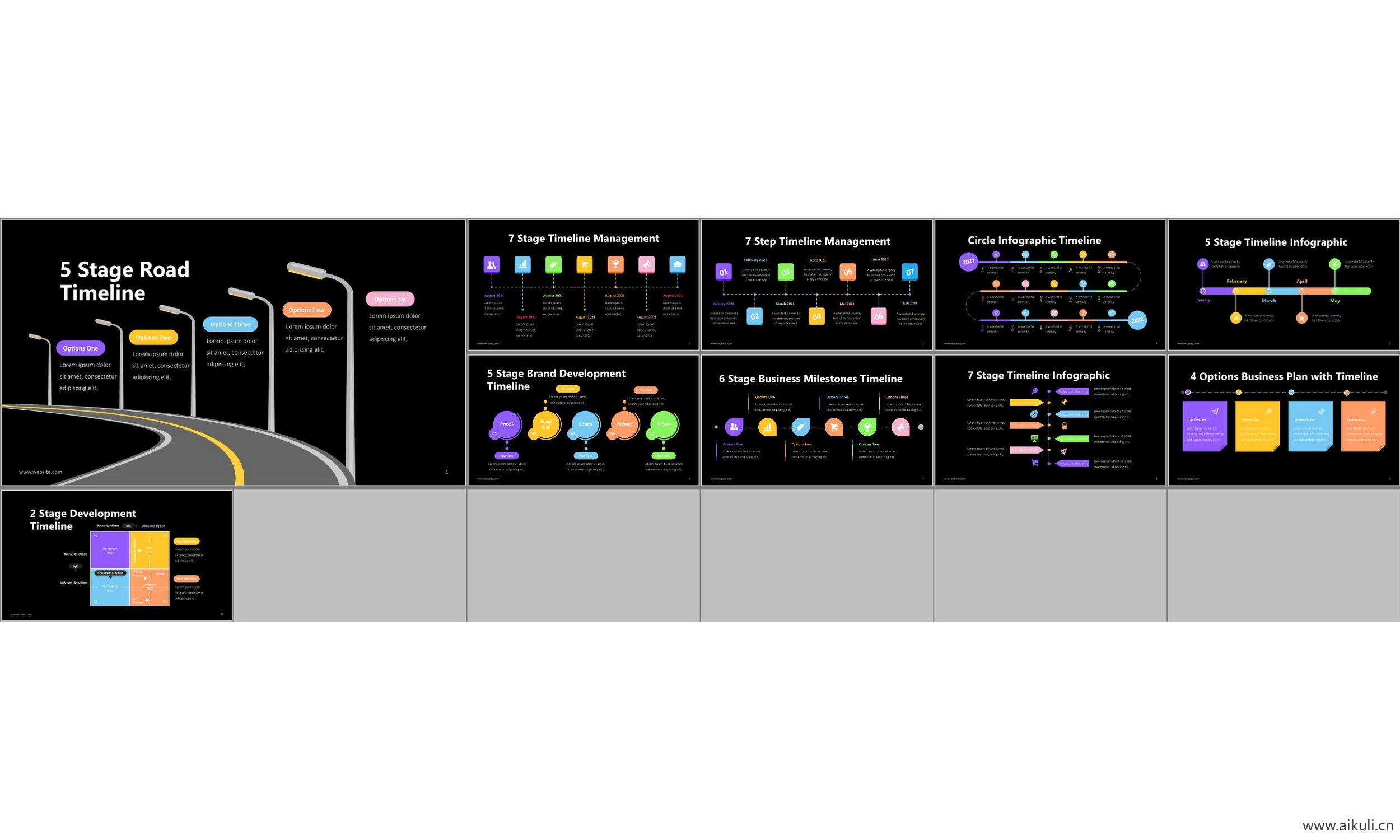 时间轴 箭头 道路 事件 历程图形数据可视化信息图表ppt模板