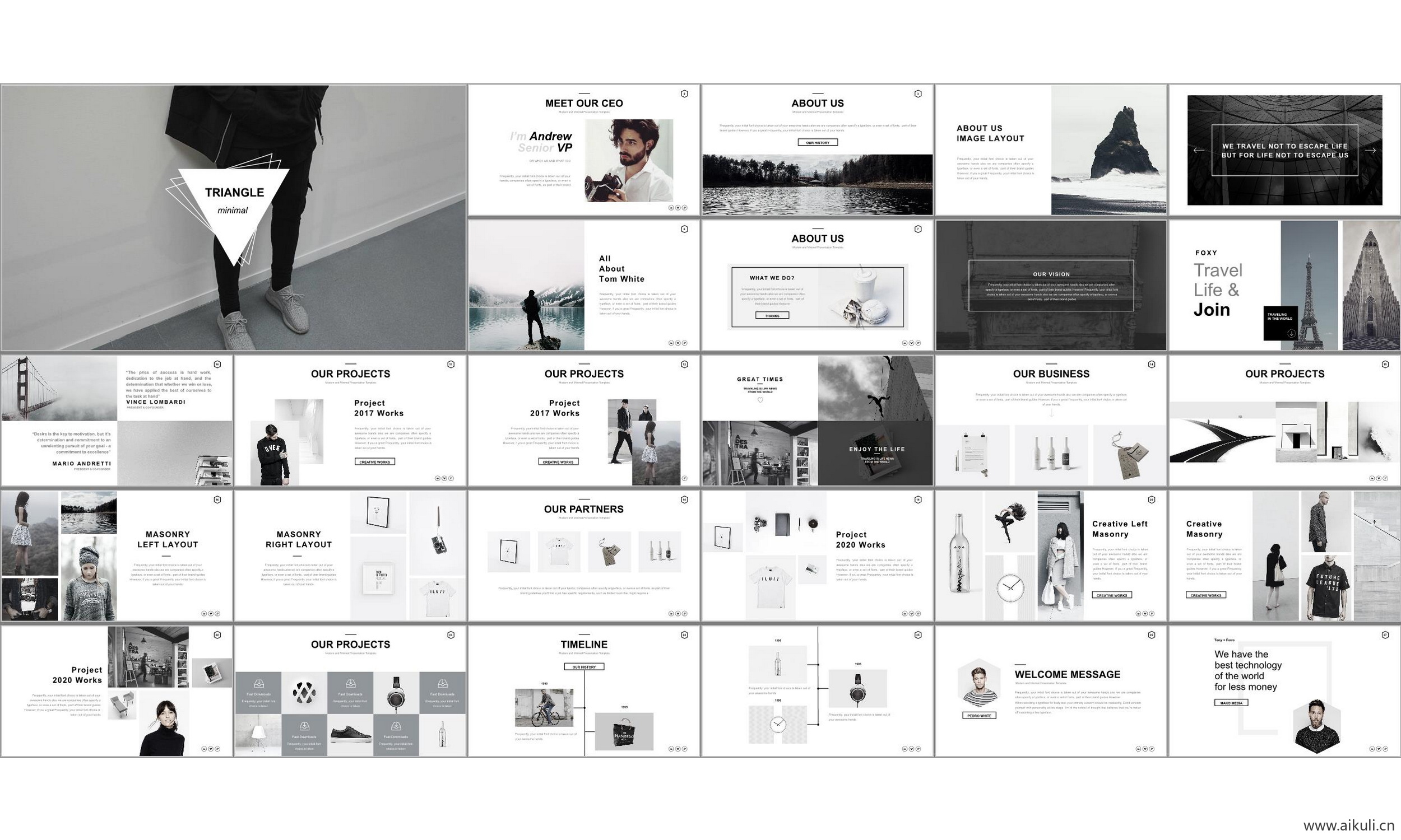 现代国外公司介绍工作汇报总结A ppt模板通用主题背景模版