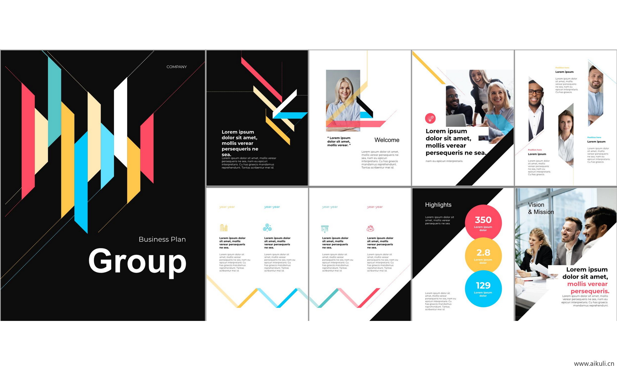 公司商业计划报告线条几何设计科技主题模版ppt 模板