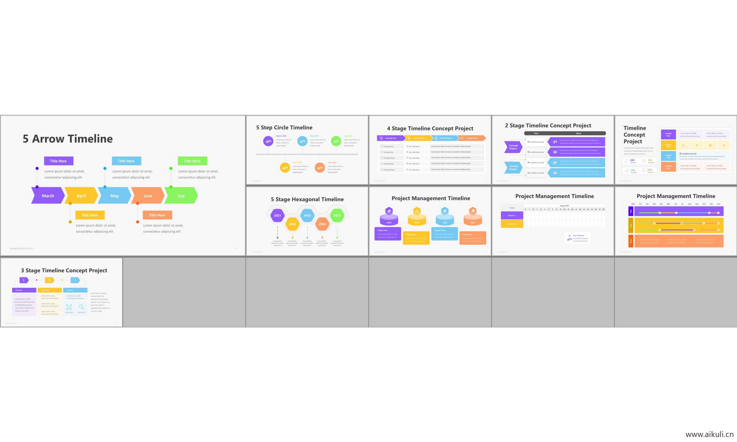 时间轴 箭头 道路 事件 历程 图形数据可视化信息图表ppt模板