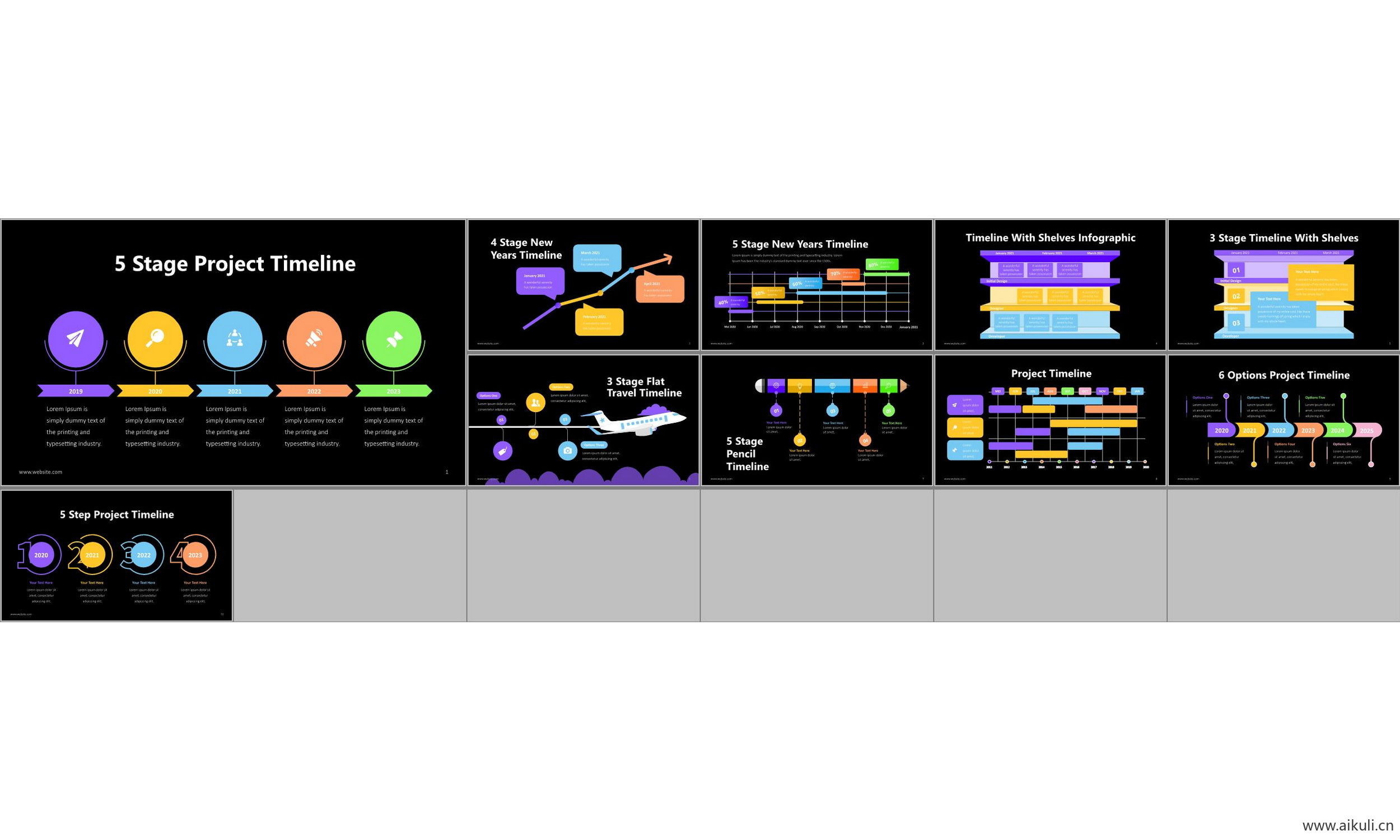 时间轴 箭头 道路 事件历程图形数据可视化信息图表ppt模板