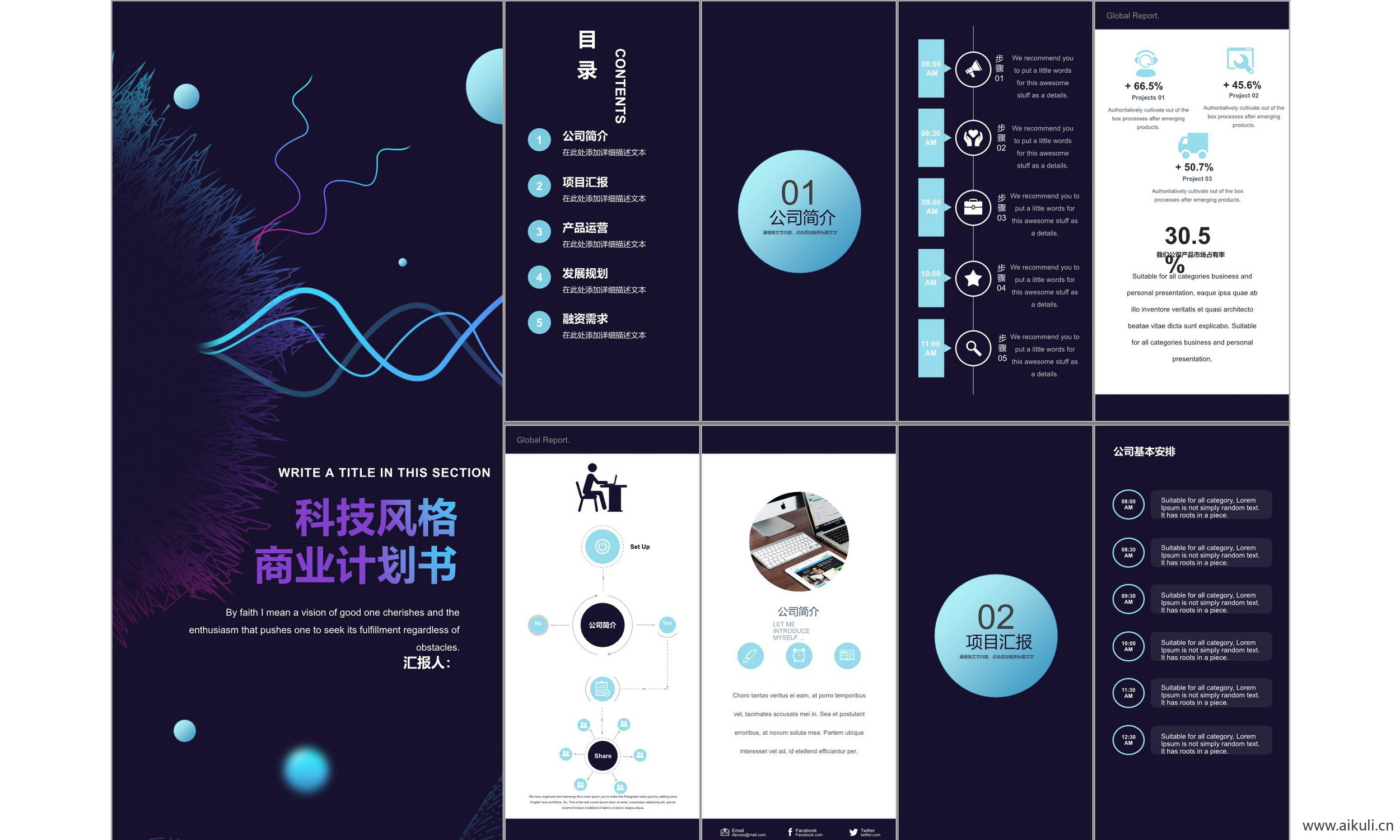 高端国际公司商业计划报告线条几何 ppt模板