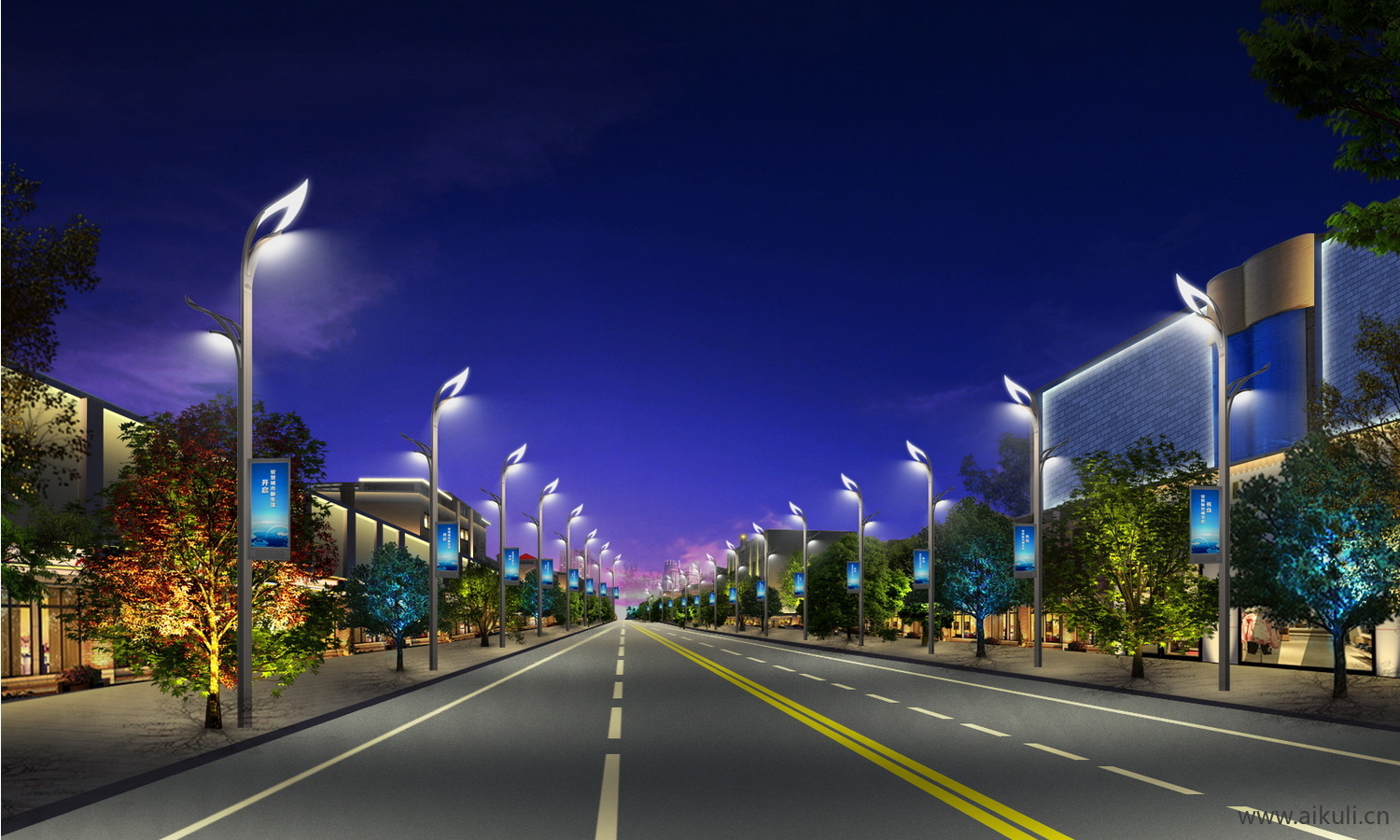 psd分层公园氛围灯亮化工程