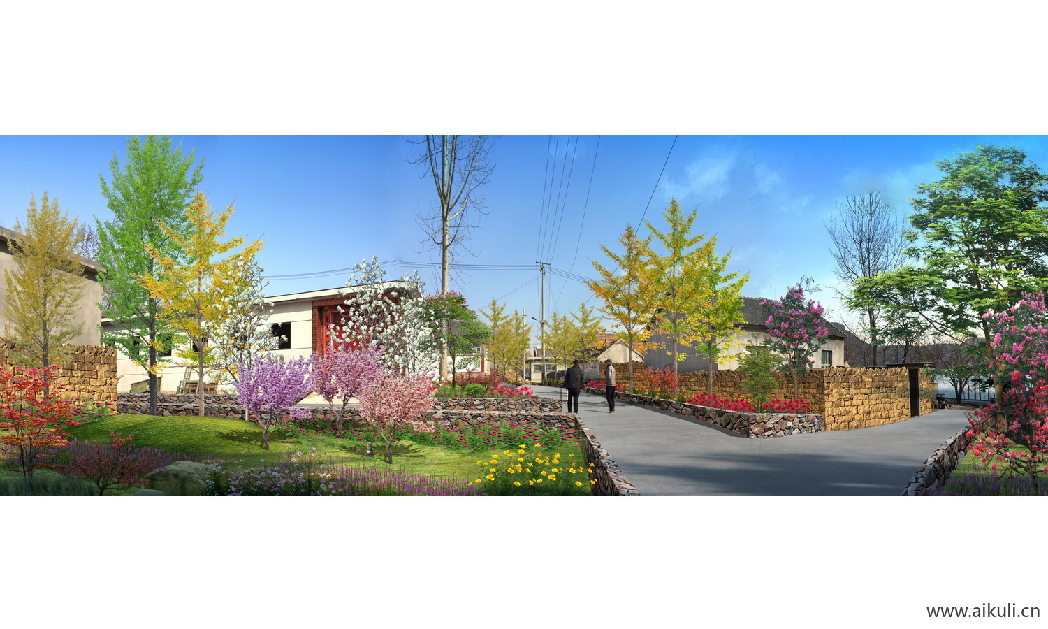 美丽乡村绿化新农村环境景观改造效果图ps后期