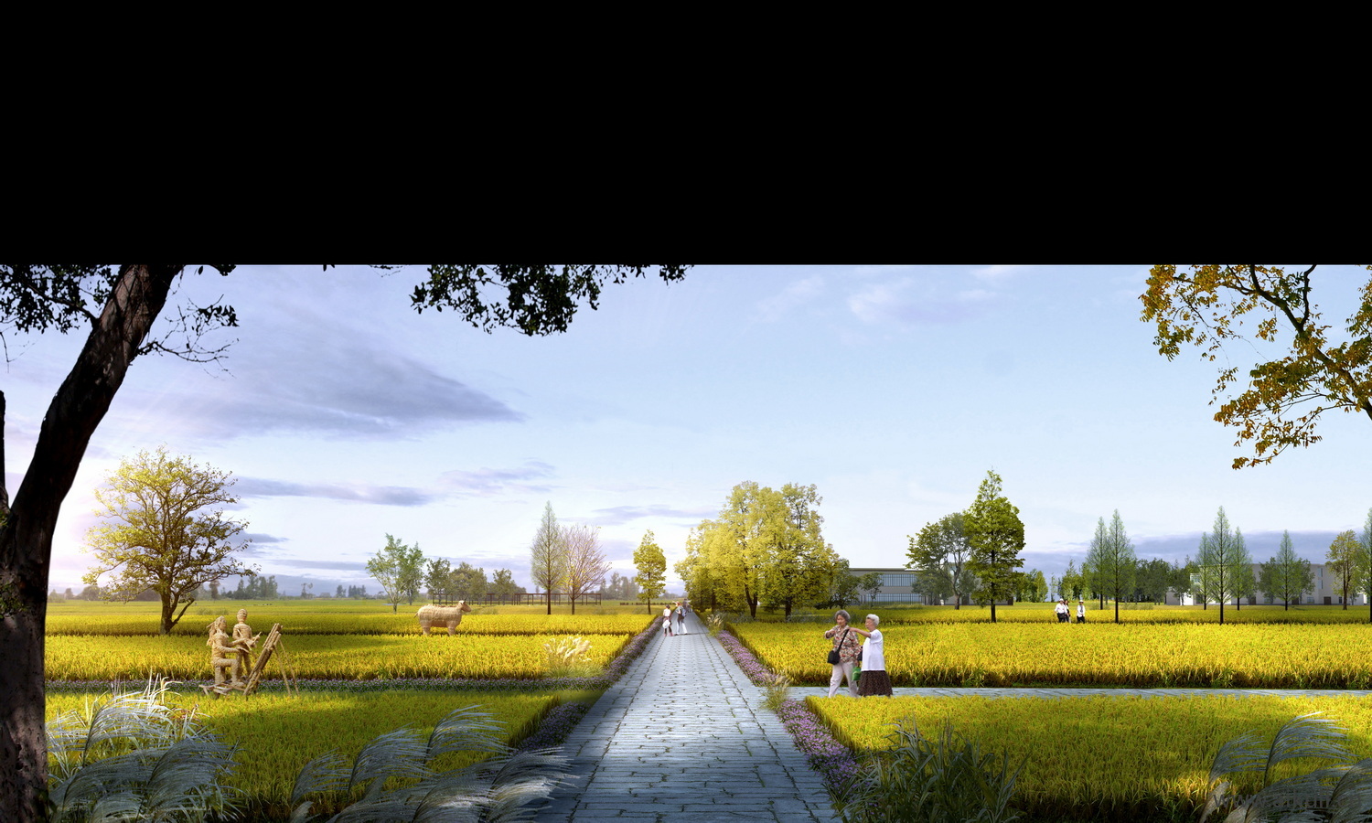 新农村环境景观改造效果图ps后期 美丽绿化