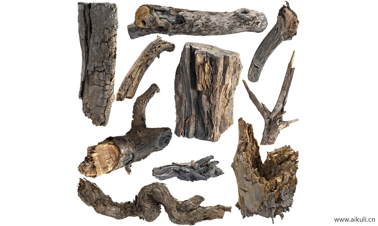 枯树枝PSD免抠枯木树桩枯树枝贴图