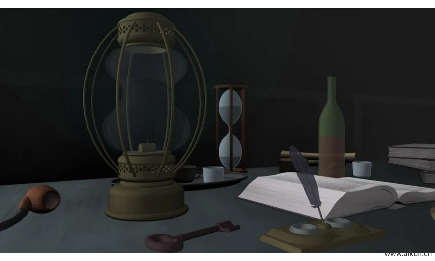 桌面灯黑暗中的光芒