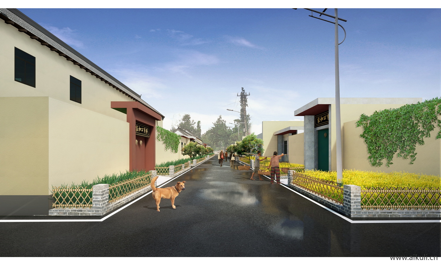 新农村环境景观改造效果图ps后期乡村绿化