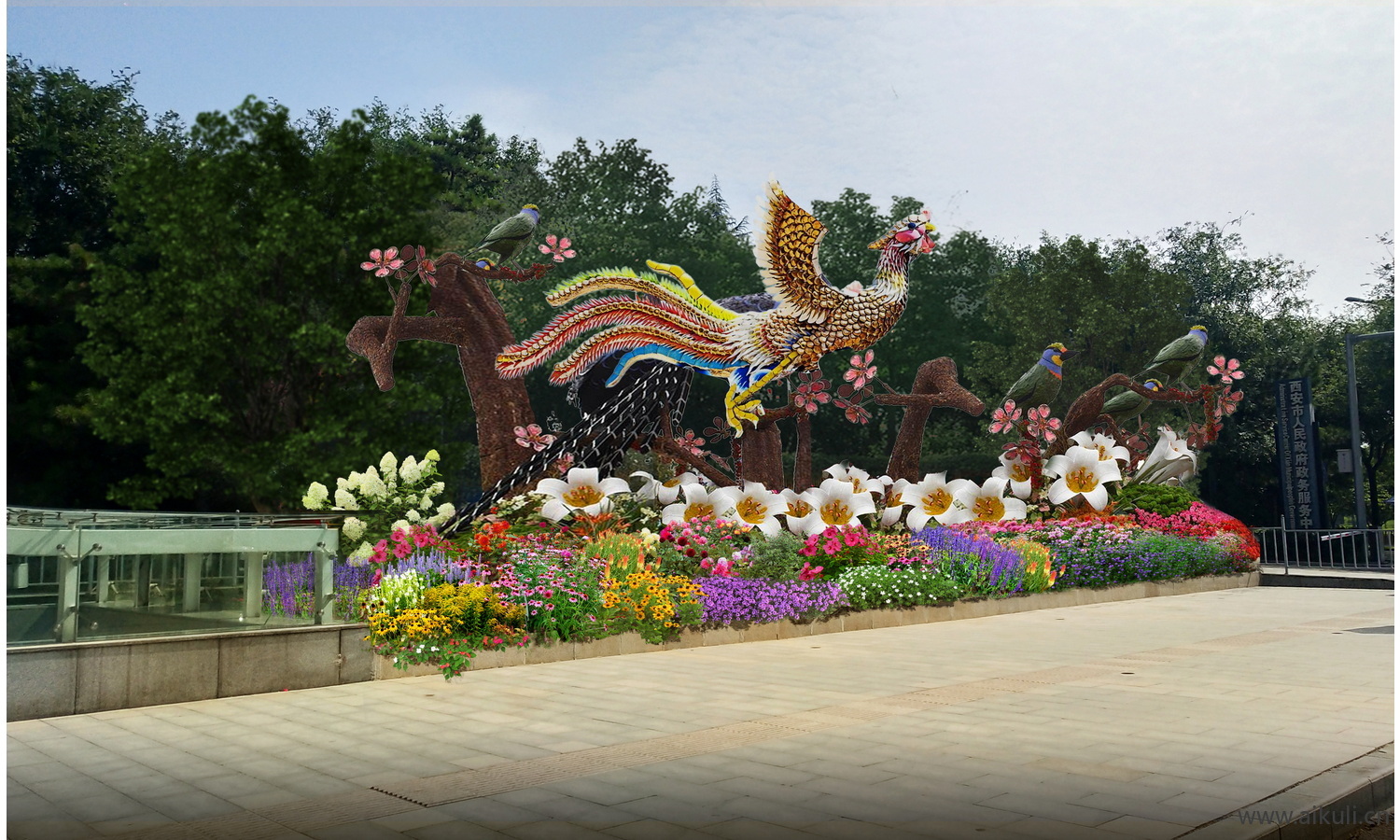 新农村景观花圃雕塑psD