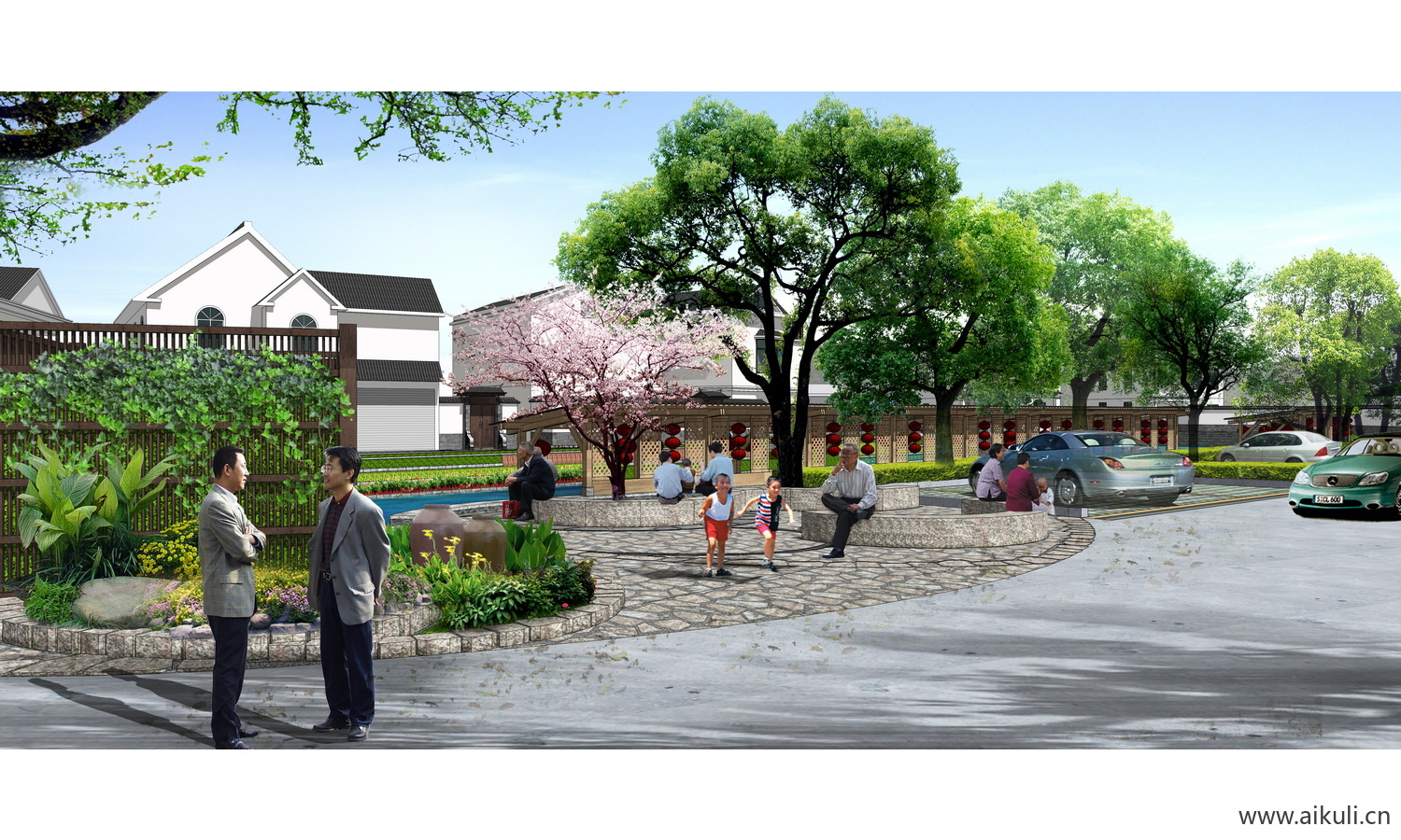 新农村环境景观改造 效果图ps后期 美丽乡村绿化