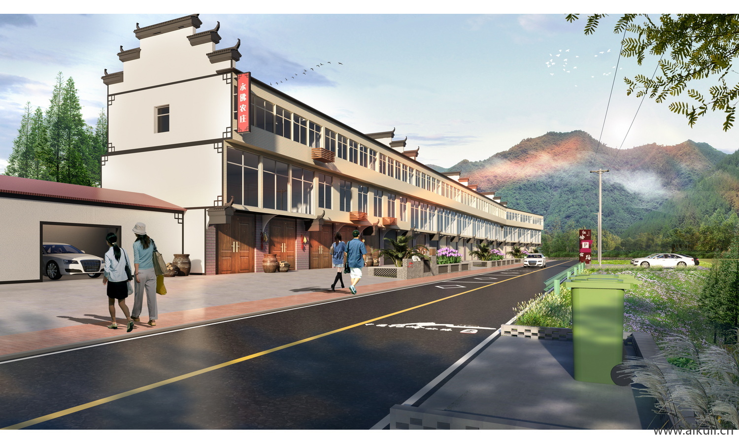 美丽乡村绿化新农村环境景观 改造 效果图ps后期