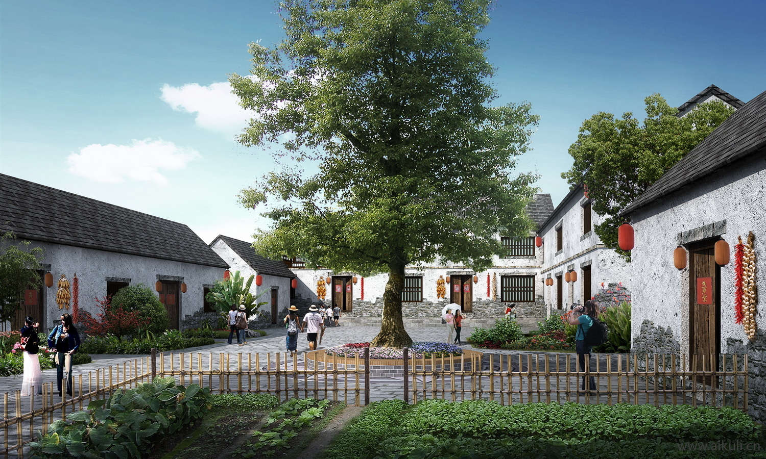 美丽 乡村绿化新农村环境景观改造效果图ps后期