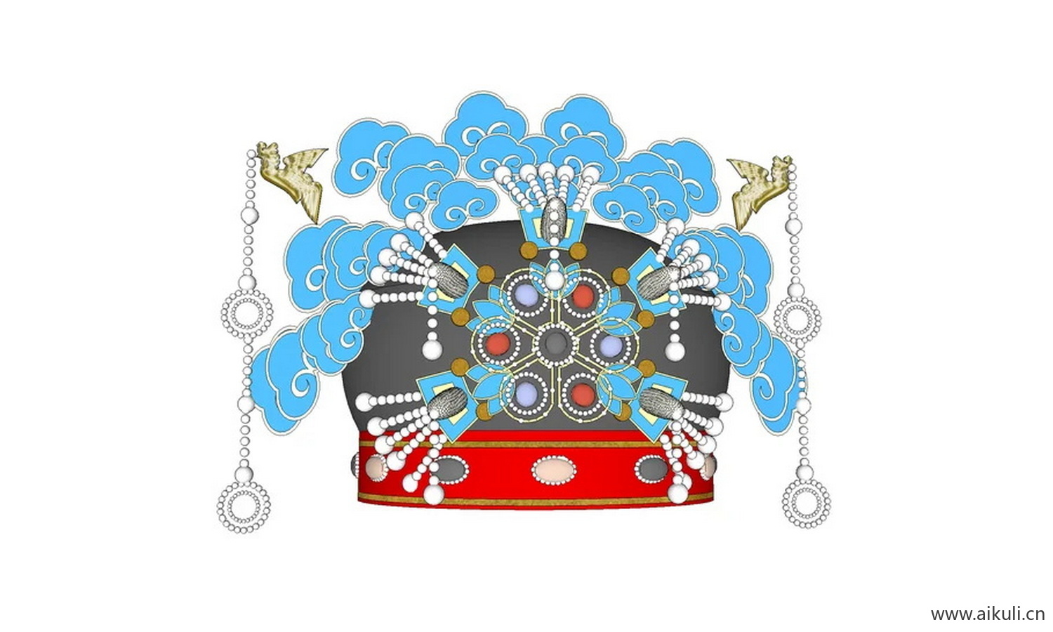 中式凤冠帽子su模型