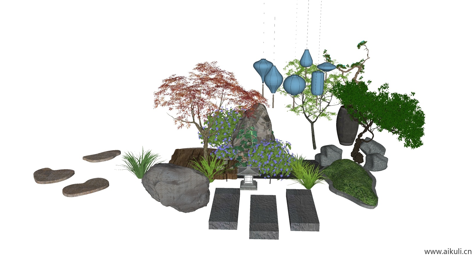 新中式园艺小品 景观小品 装饰小品B-SU模型