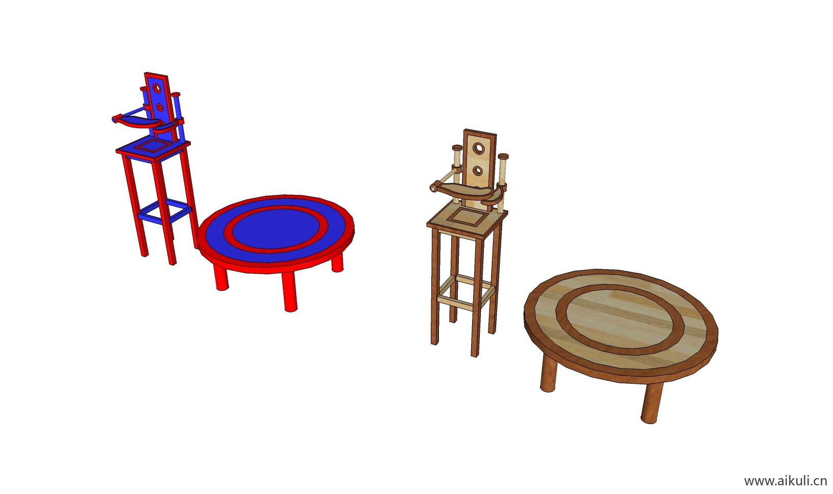 现代儿童卡通桌椅 幼儿园桌椅设施I-SU模型