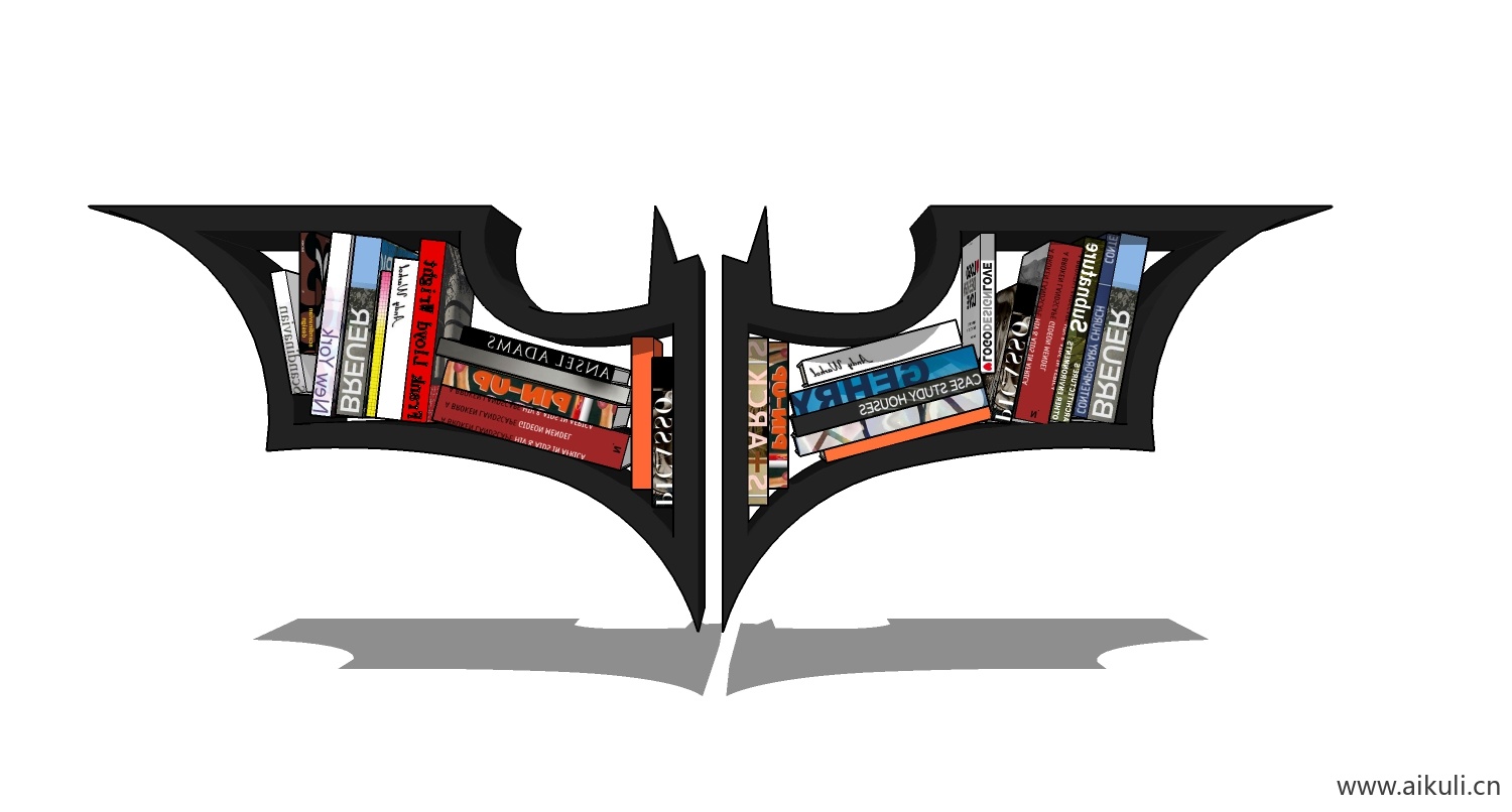 墙柜 书架 异形书柜BookshelfX SU素材