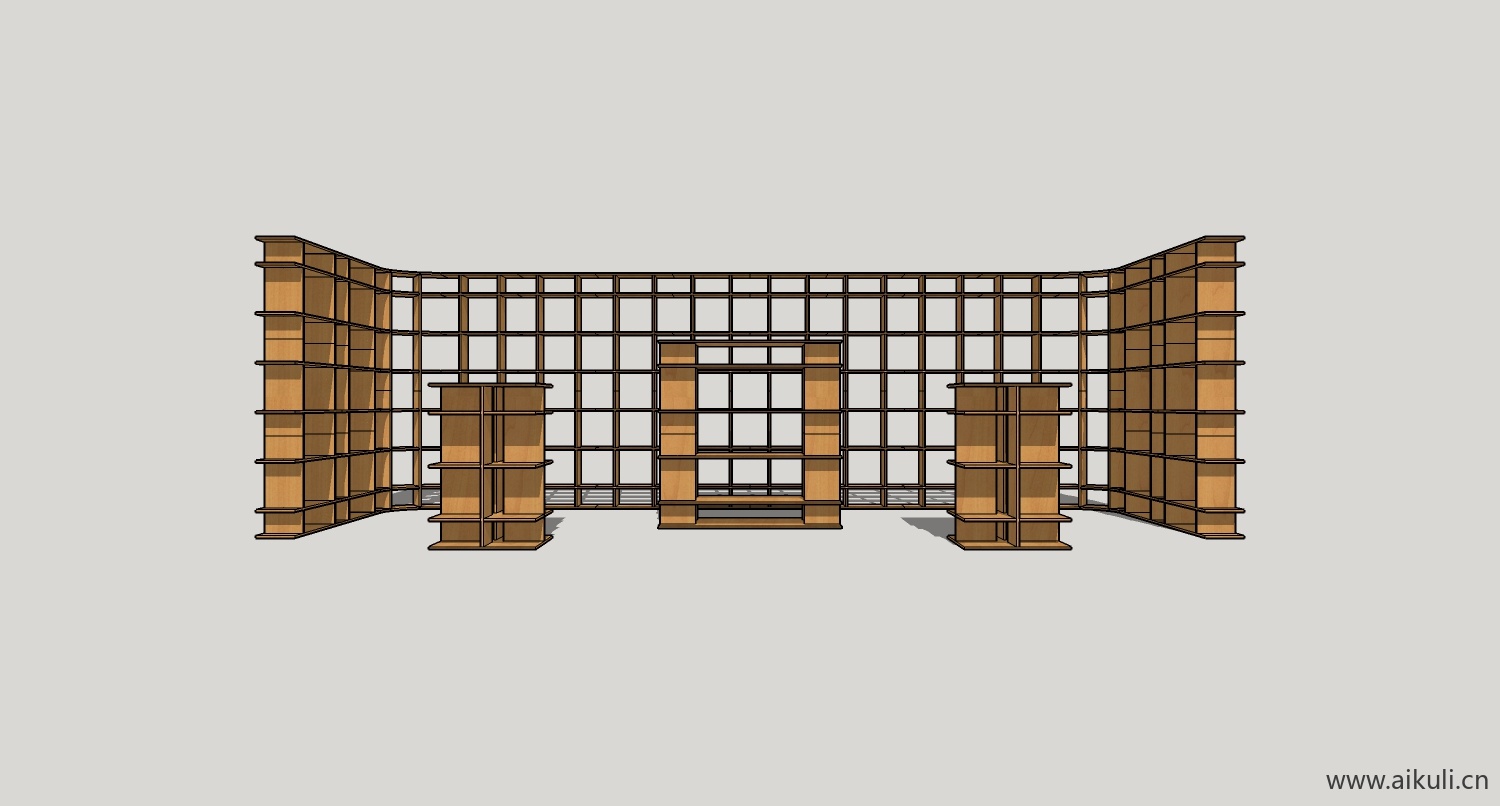su模型墙柜 书架 异形书柜bookcasew su素材