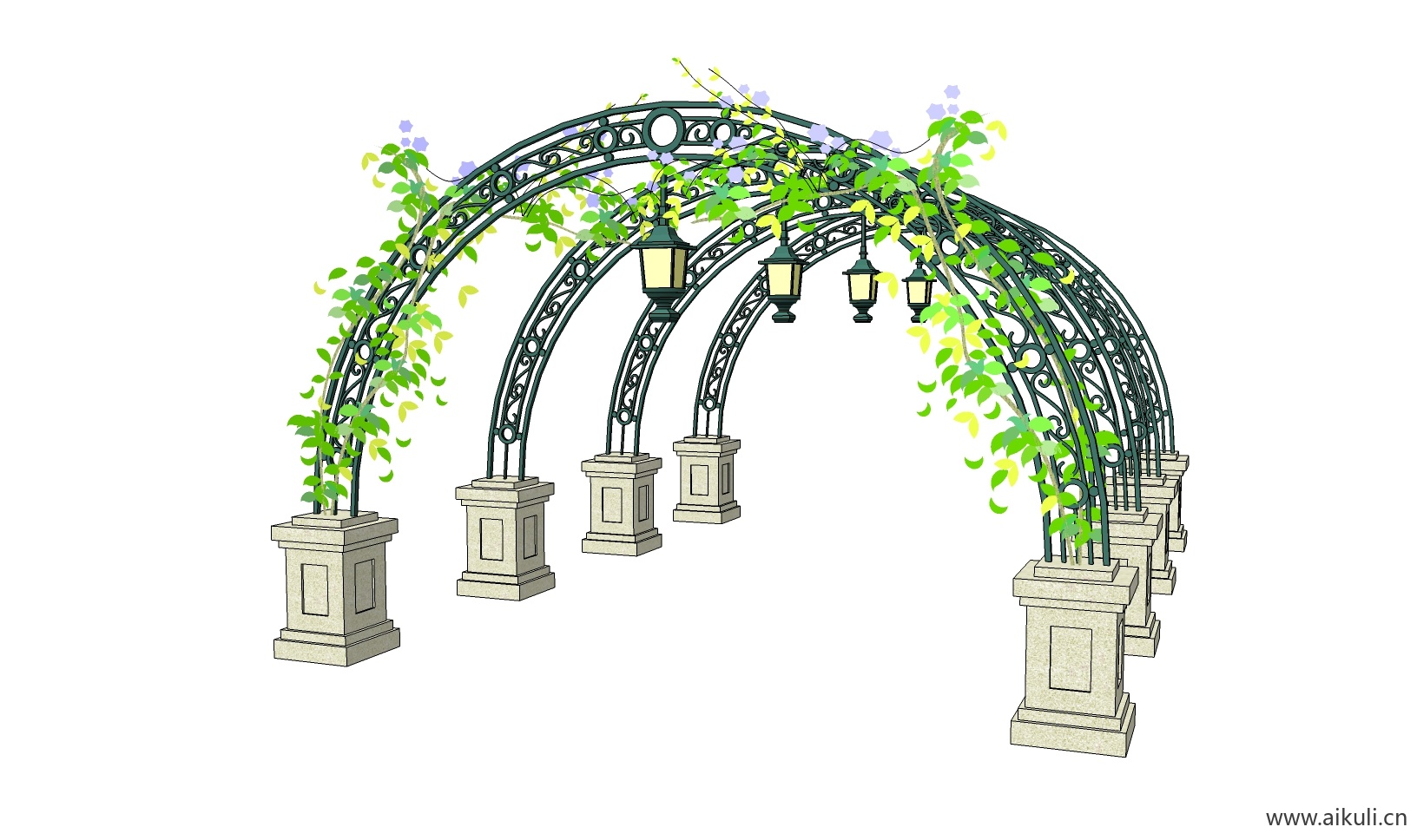 绿墙花架 拱门植物 植物墙 盆栽 盆景K-su免费模型