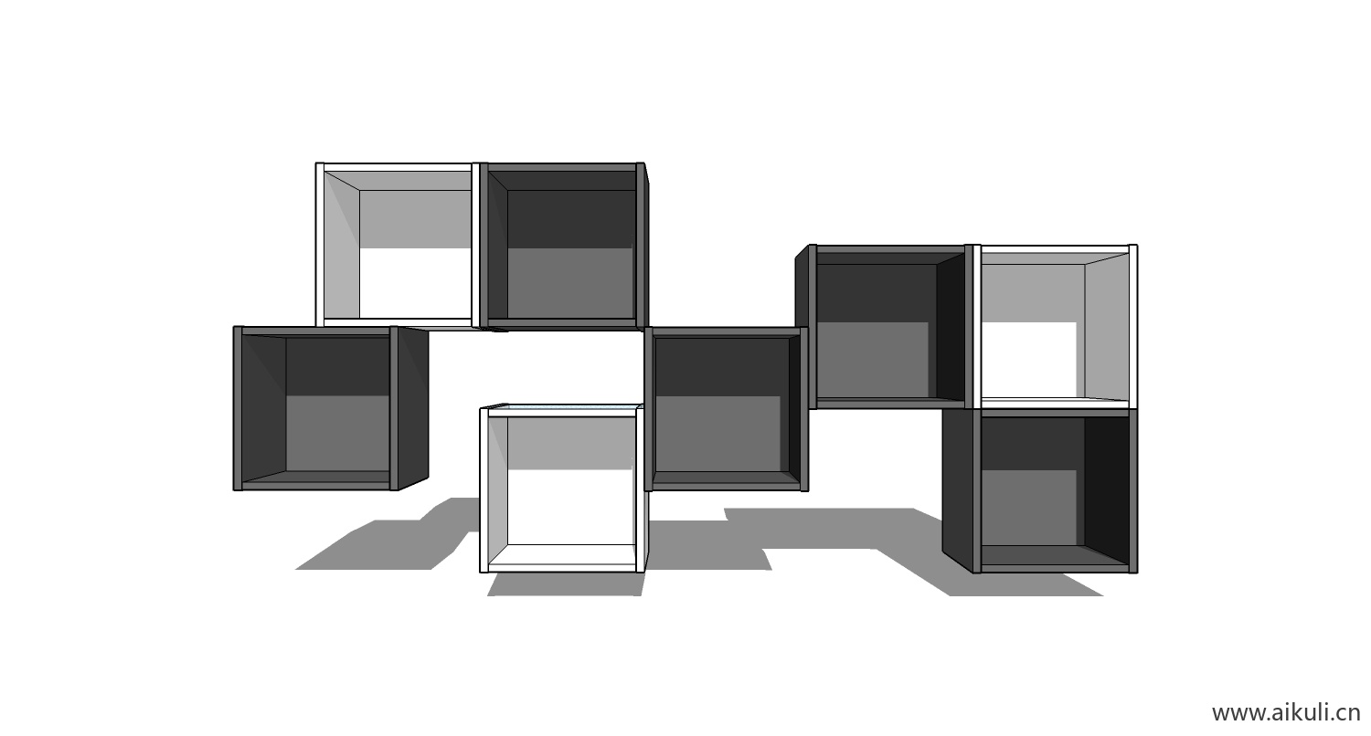 墙柜 书架 异形书柜BookshelfZ SU素材