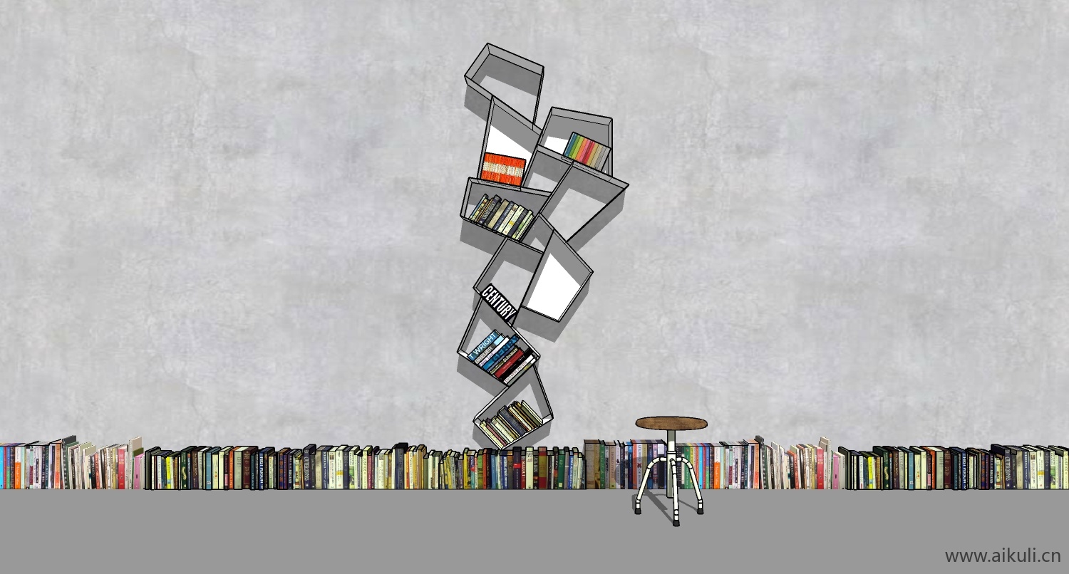 su模型墙柜 书架 异形书柜bookcasebp su素材