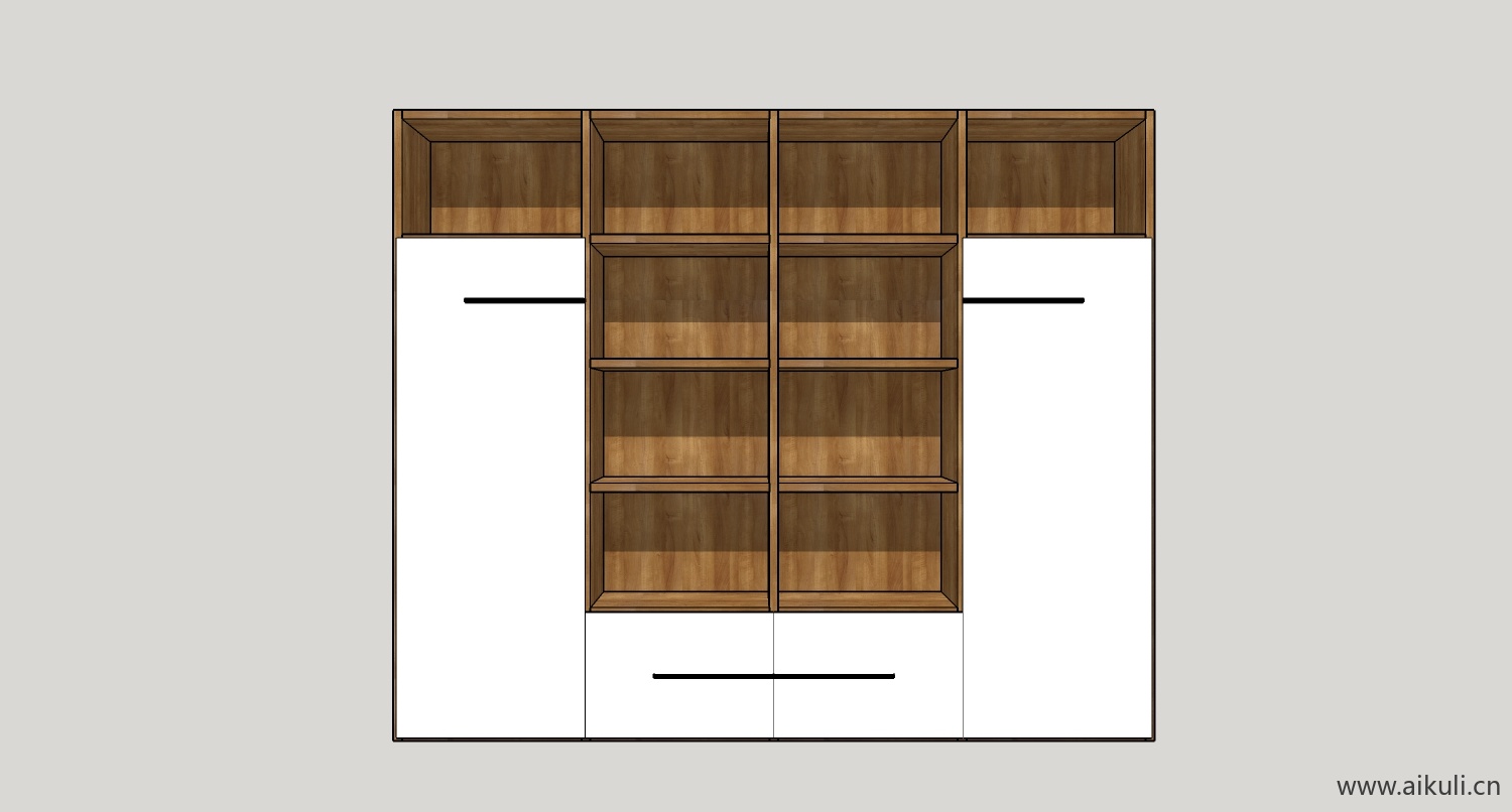 墙柜 书架 异形书柜BookshelfCS SU素材