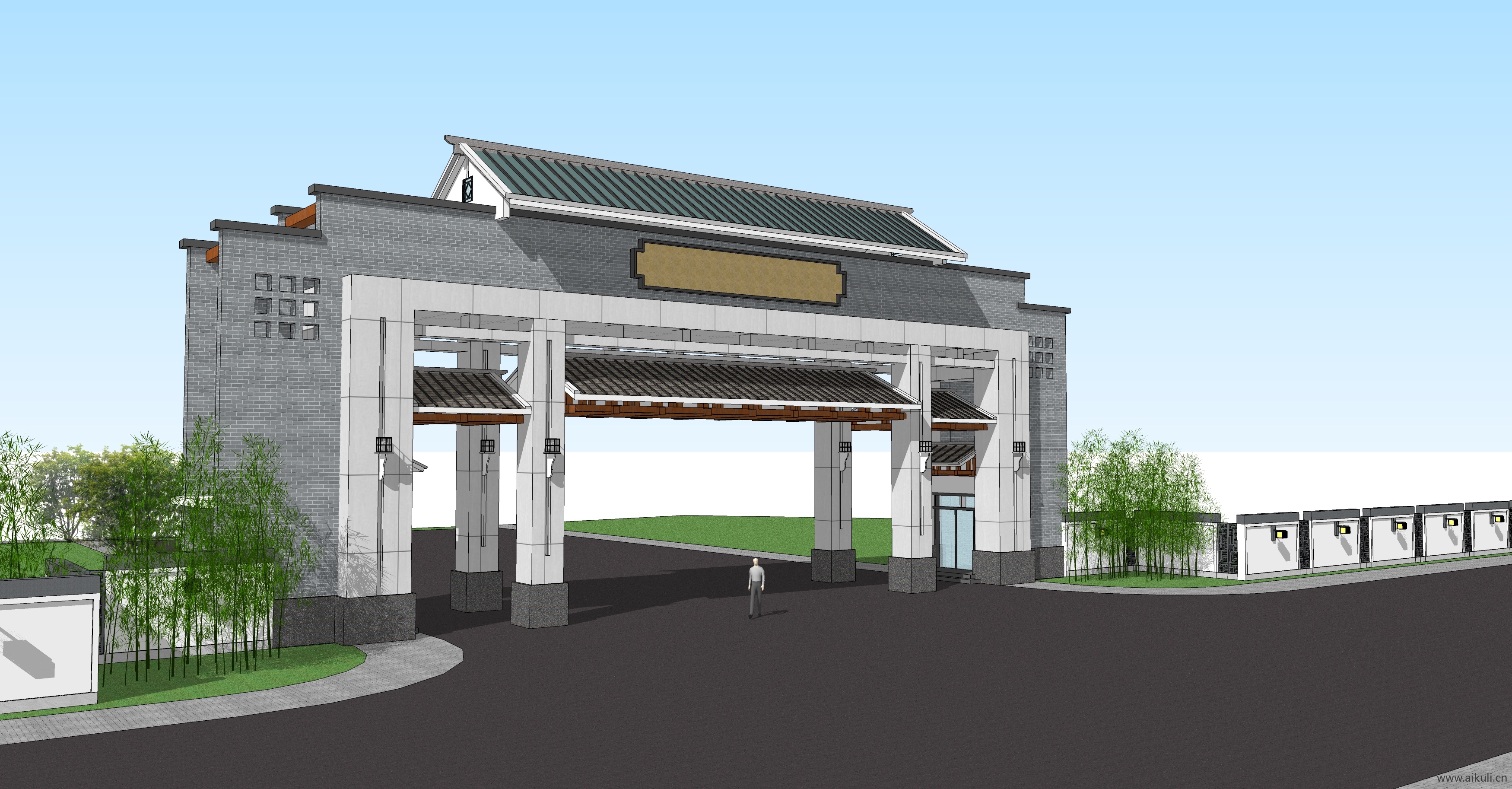 新中式大门景区公园大门3入口