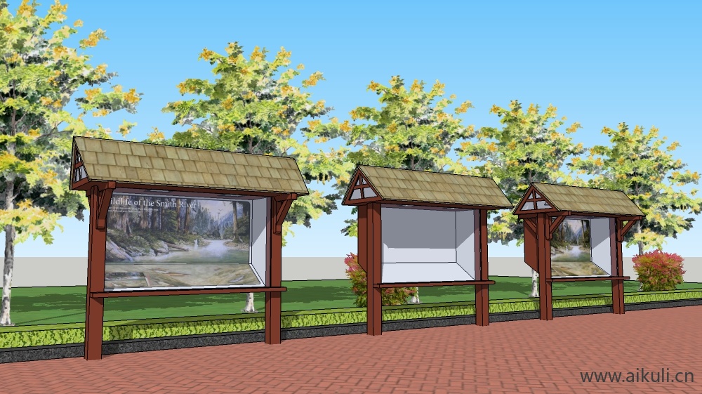 中式宣传栏 校园文化宣传栏Bulletin boardASU模型