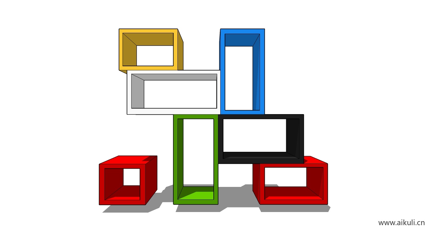 墙柜 书架 异形书柜BookshelfBC SU素材