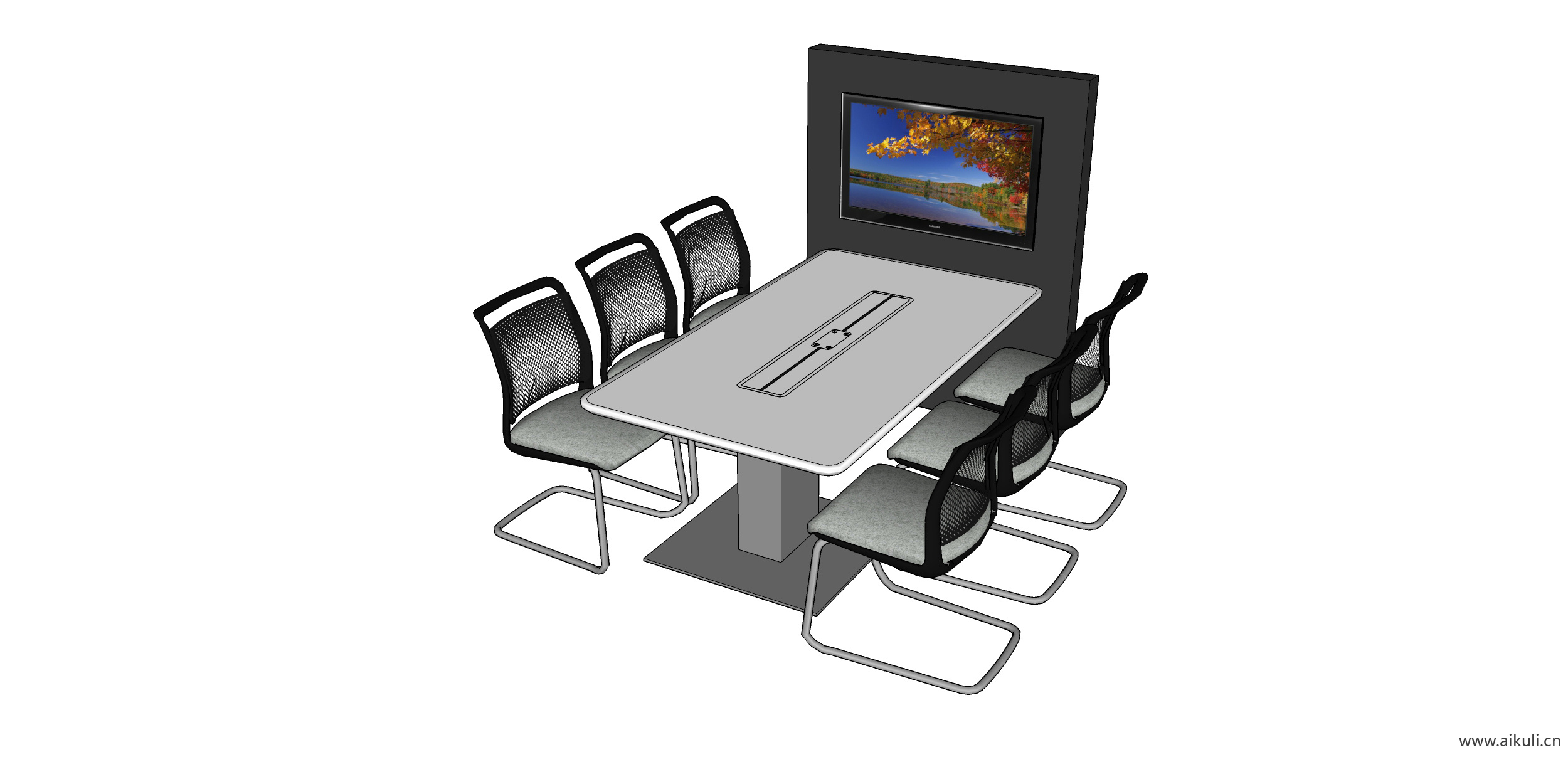 现代工装会议桌椅 实木桌椅X-SU模型