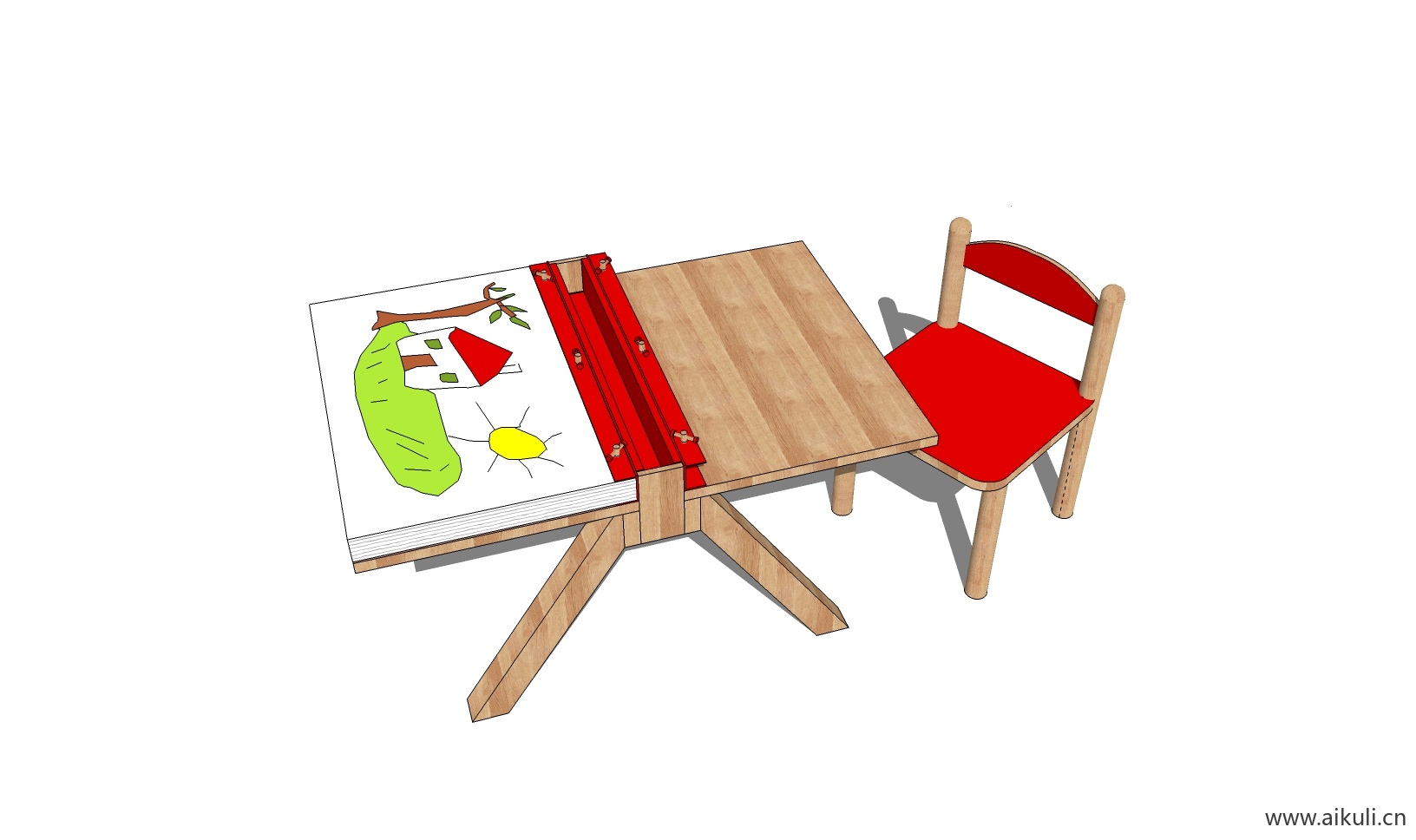 现代儿童卡通桌椅 幼儿园桌椅设施BA-SU模型
