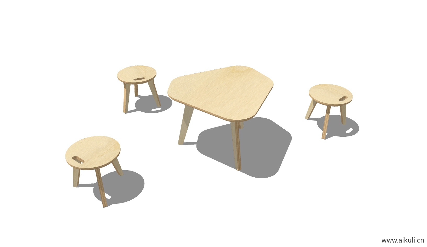 现代儿童卡通桌椅 幼儿园桌椅设施H-SU模型